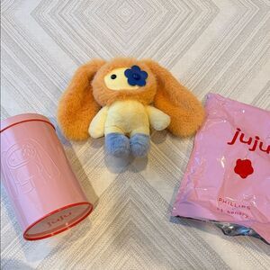 Collectible CJ Hendry Juju Keychain Style #14 Tan, Yellow with Navy Blue Flower